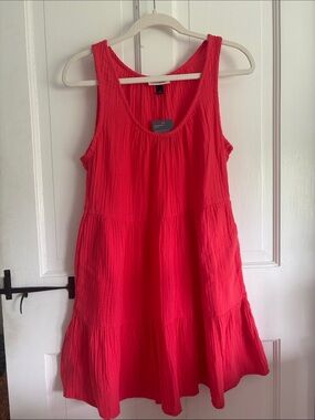 Universal Thread Bright Red Tiered Sleeveless Swim Coverup